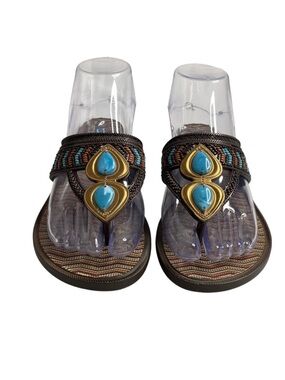 Grendha Tribal Turquoise Sandals / Boho Festival Ready - Size 8 NWOT